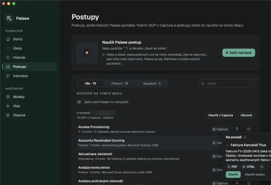 Palsee → Postupy