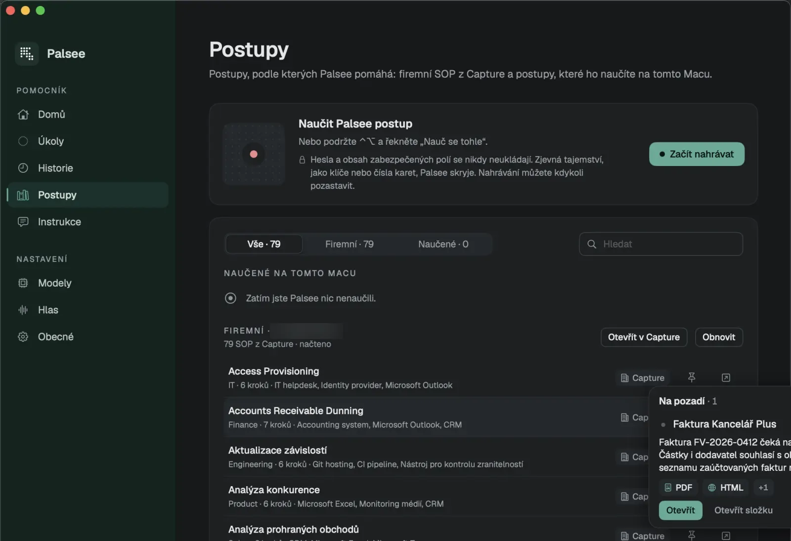Palsee → Postupy